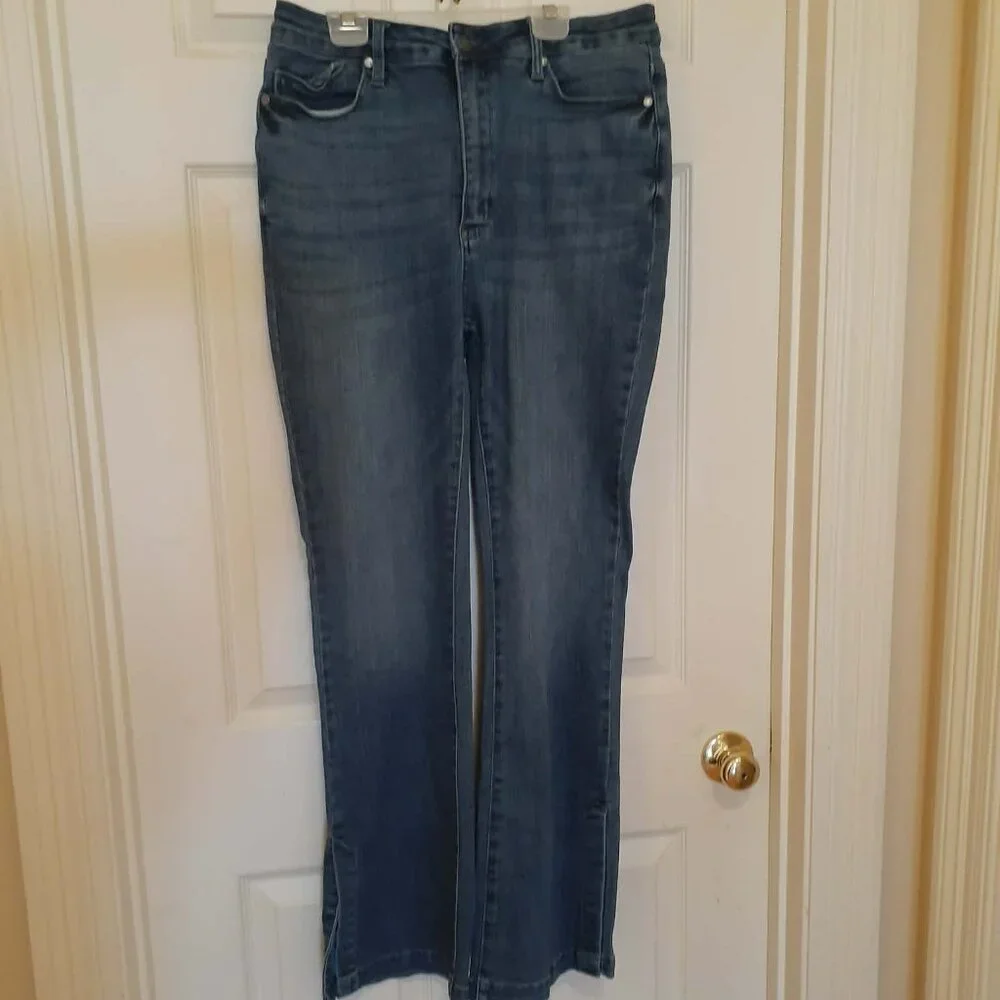 JUDY BLUE Hi Rise Tummy Control Slim Boot Cut Jeans w/ Side Slit - Picture 8 of 10